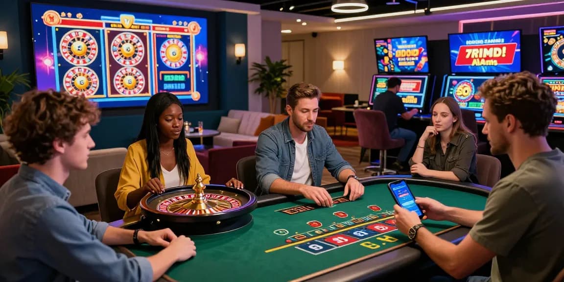 Enthusiastic players enjoying migliori casino online non AAMS at a modern virtual casino interface with engaging games.