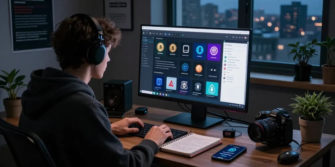 Exploring the Best Darknet Markets 2026 on a computer, showcasing listings of cryptocurrency and digital goods.