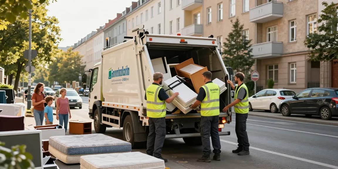 Sperrmüllabholung 80 Euro Berlin service team efficiently clearing out unwanted furniture and household items in urban Berlin.