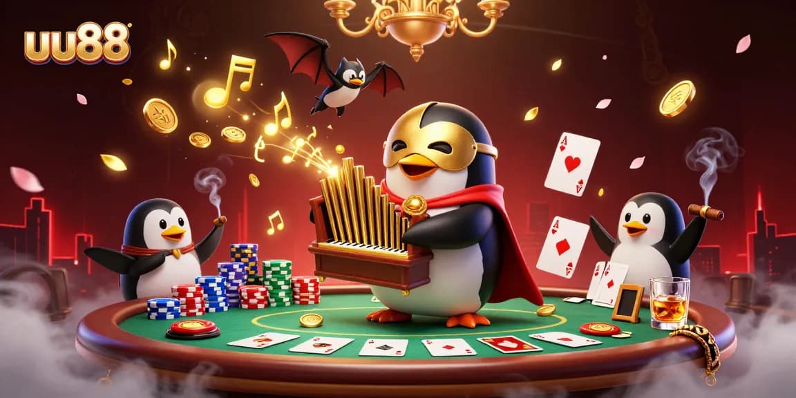 Play exciting casino games at uu88, featuring vibrant 3D illustrations of entertaining scenes.