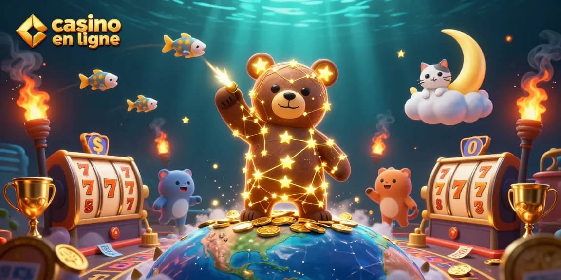 Jouez à des jeux de casino en ligne avec des ours constellations et des étoiles dorées.