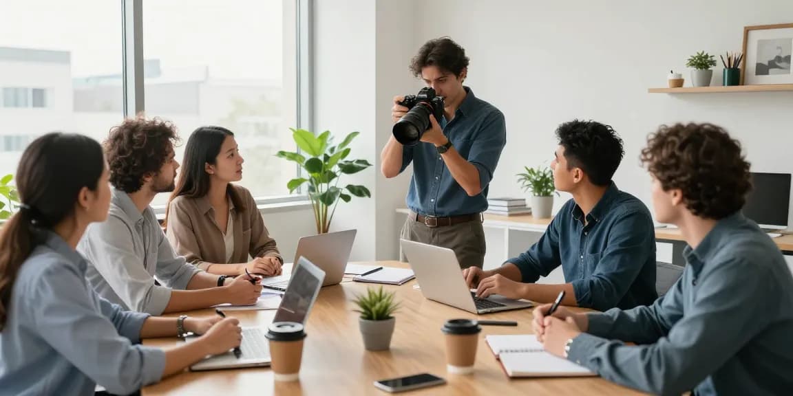 Fotografo aziendale Milano che cattura il lavoro di un team in un moderno ufficio.