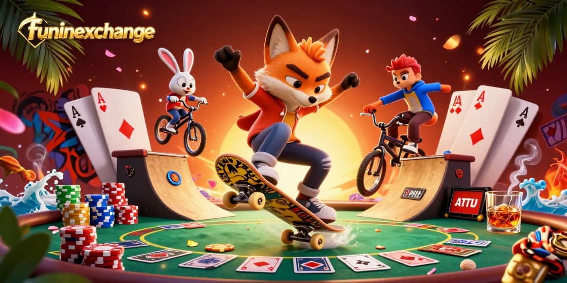 Join the excitement with funinexchange as the cartoon fox and rabbit engage in thrilling bets and casino action.