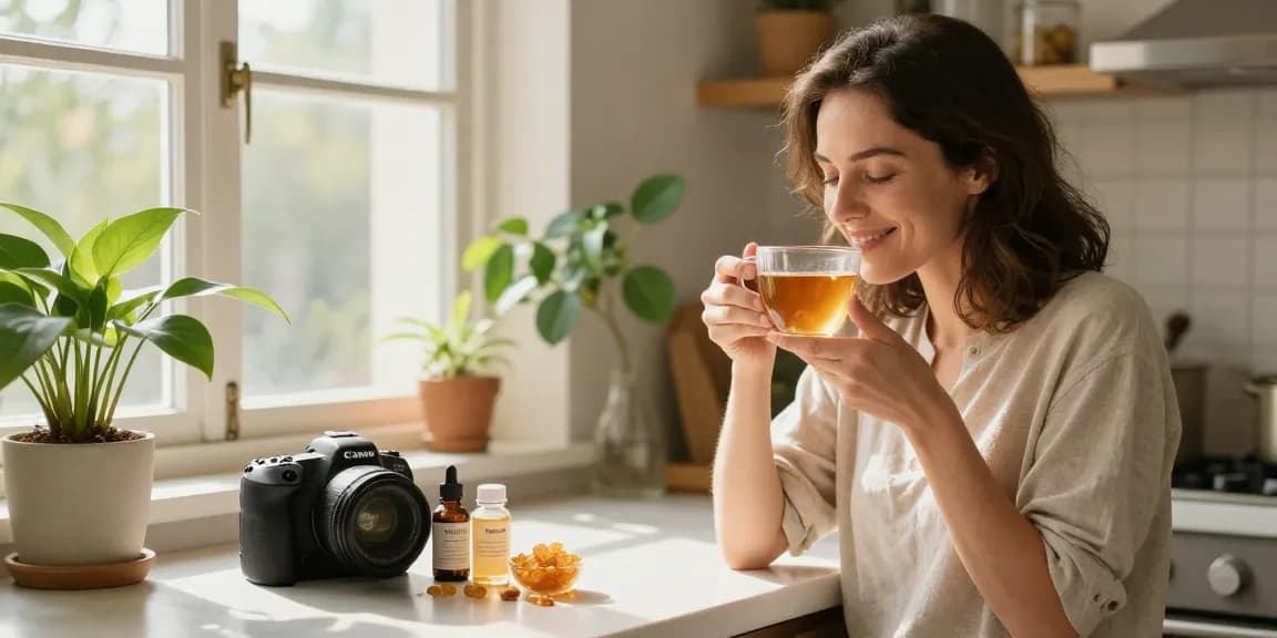 Enjoying the best shilajit in Australia in a cozy kitchen for natural wellness.