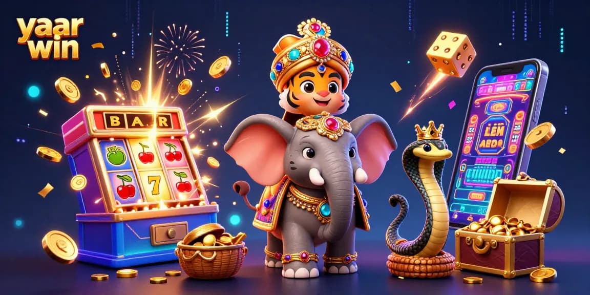 Join the excitement at yaar win with a vibrant casino scene featuring a rich jackpot explosion.