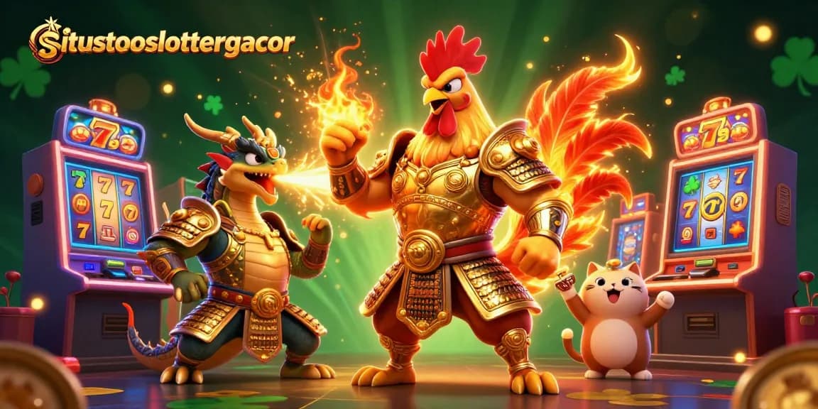 Experience winning moments at situstotoslottergacor with an exhilarating casino scene featuring vibrant slot machines and dynamic characters.