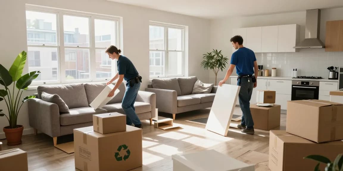 Efficient Wohnungsentrümpelung Berlin scene with team clearing furniture and items.