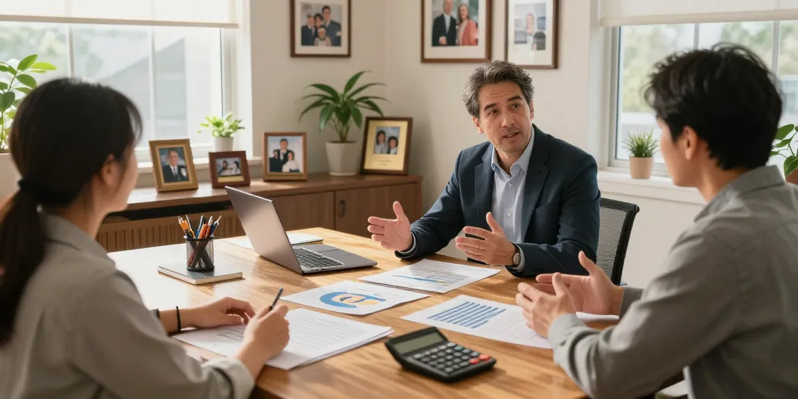 Financial advisor Serge Robichaud discussing legacy planning with clients in a warm, inviting office.