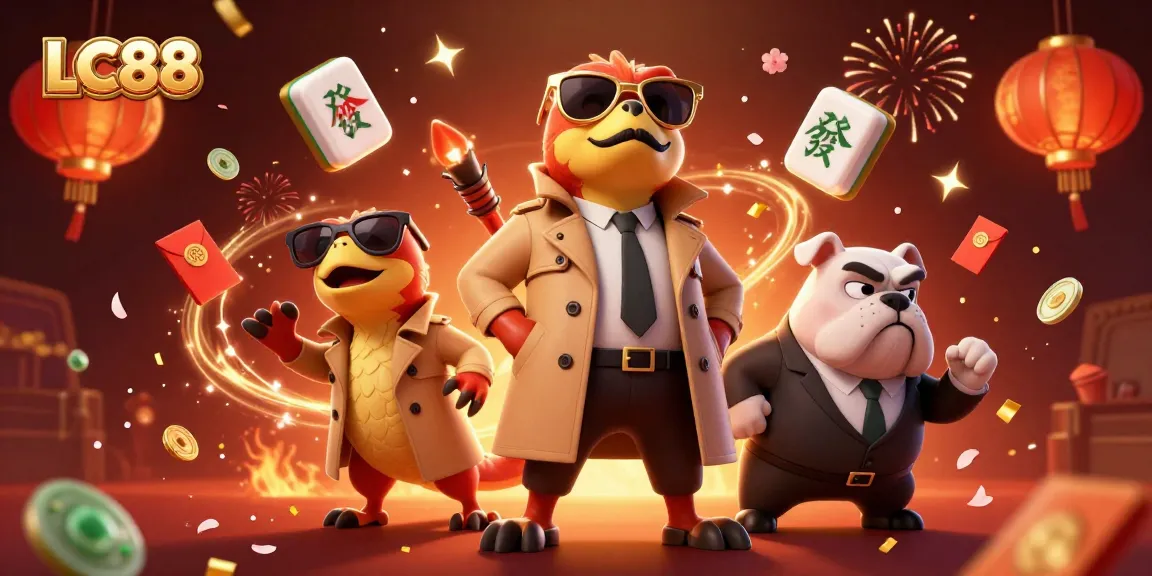 Experience the excitement of LC88 at a VIP casino lounge with raptors and a bulldog bouncer.