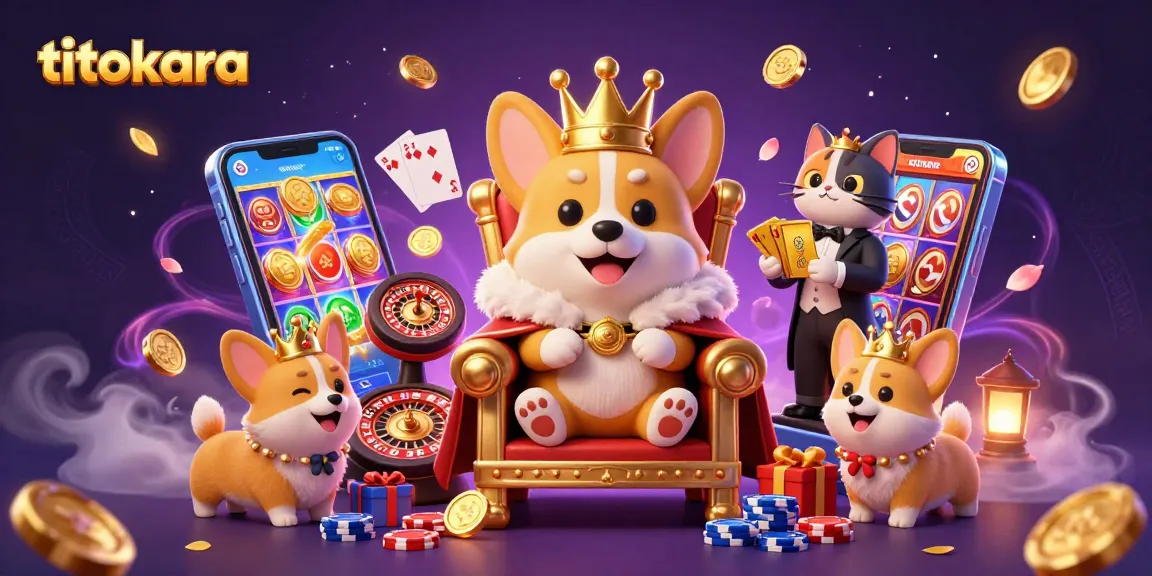 Play vibrant slot games with titokara in an ultra-detailed 3D casino scene featuring royal characters.