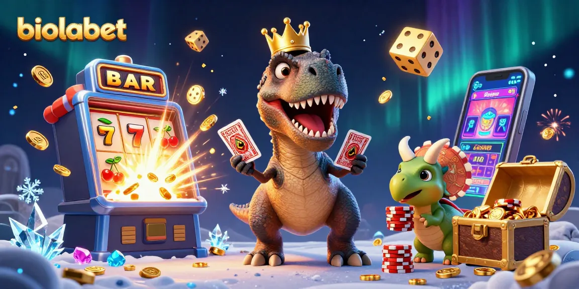 Menangkan jackpot dengan biolabet dalam ilustrasi kasino yang menampilkan karakter 3D meriah.