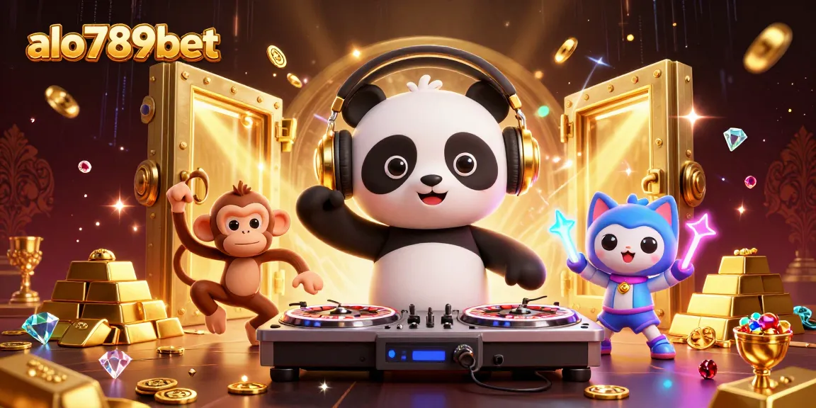Experience excitement with alo789bet as the DJ panda spins at a vibrant casino dance-off.
