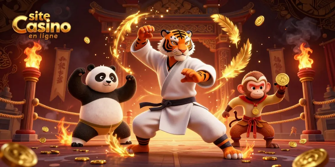 Découvrez les jeux excitants sur un site casino en ligne avec un tigre maître kung-fu et ses disciples.