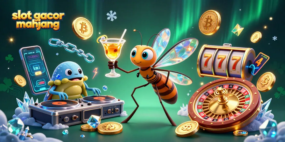 Engage in slot gacor mahjong action with vibrant 3D casino characters amidst glowing digital elements.