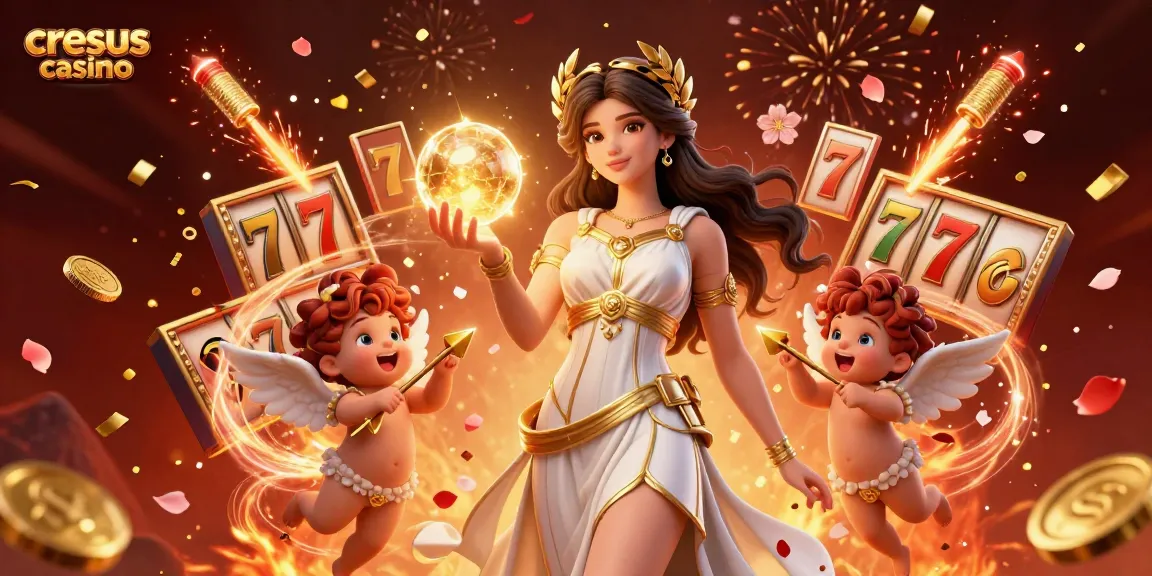 Le casino Cresus propose des jeux de machines à sous vibrants, mettant en avant de superbes personnages en 3D entourés de jackpots flottants et de pièces d'or.