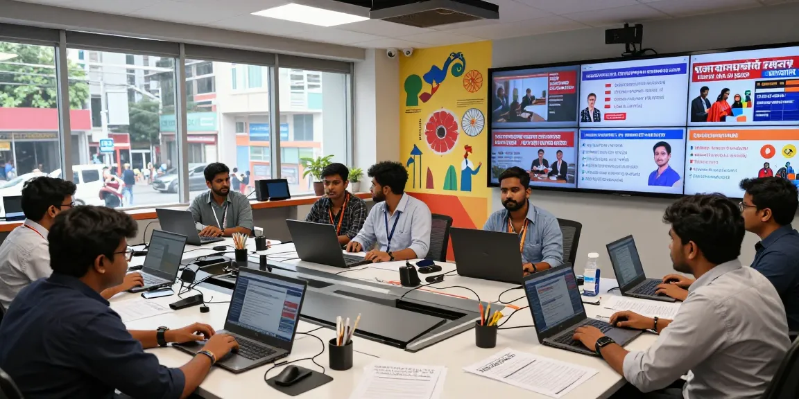Dynamic newsroom at https://www.theindaily.com, showcasing diverse journalists discussing breaking news.