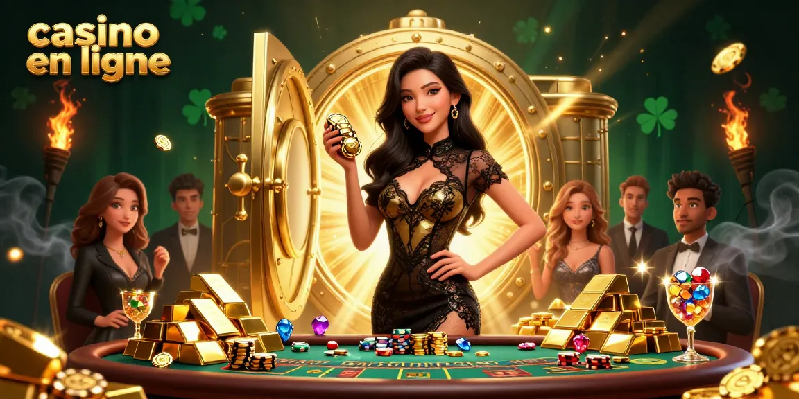 Experience casino en ligne with a glamorous woman at a VIP baccarat table surrounded by wealth and excitement.