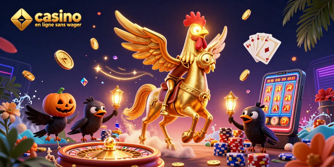 Jouez à des jeux dans un casino en ligne sans wager, avec une illustration captivante du monde des jeux.