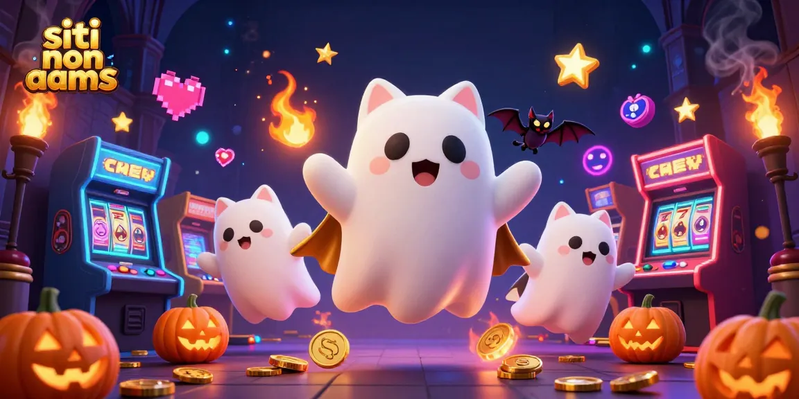 Scommetti su siti non AAMS con l’immagine del gatto fantasma in un casinò, coronato da jack-o-lanterns.