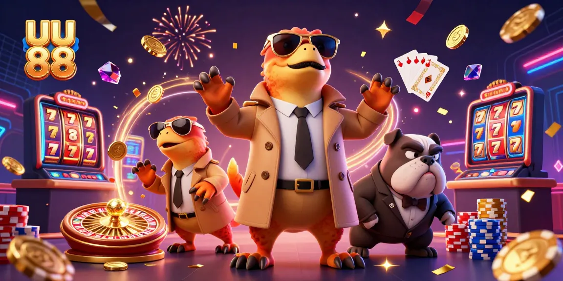 Experience the action at uu 88 with raptors in a trench coat entering a VIP casino.