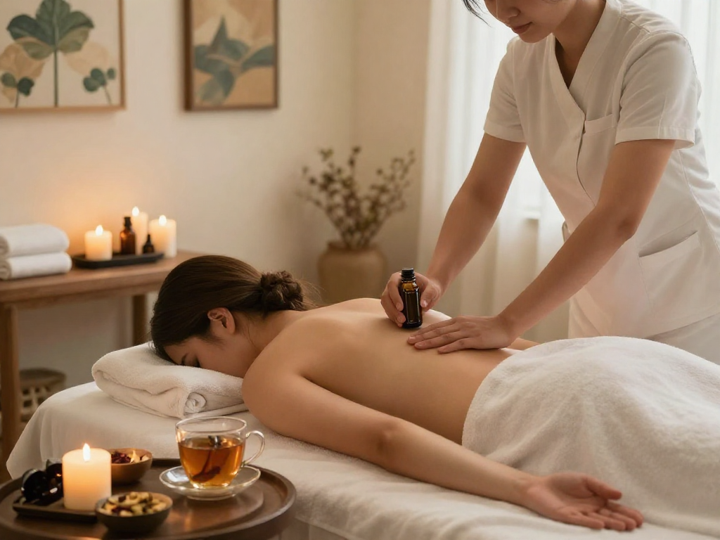 Relaxing treatment at https://www.balancedmassage.org/ showcasing aromatherapy massage in a tranquil spa.