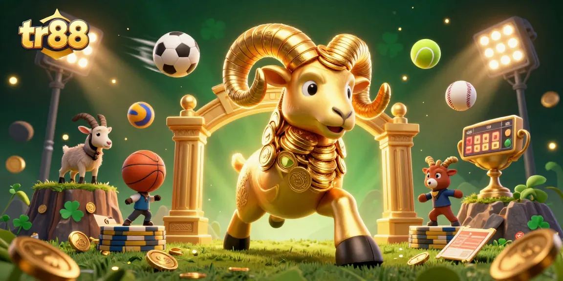 Experience thrilling sports betting excitement at tr88 with a golden ram charging towards victory!
