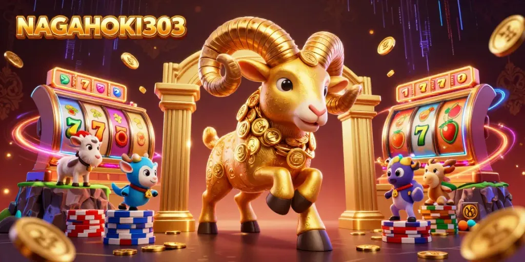 NAGAHOKI303 hadir dengan gambar kartun 3D ram emas yang memikat, menciptakan suasana permainan slot yang berenergi