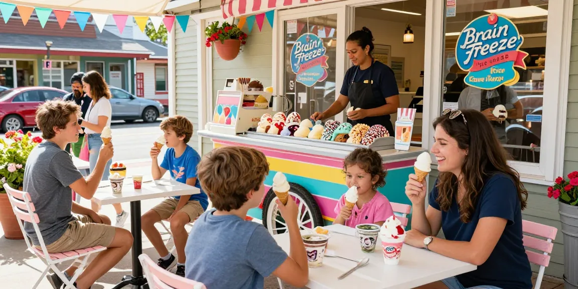 Enjoying ice cream at Brain Freeze Green Bay, capturing vibrant flavors and joyful moments.