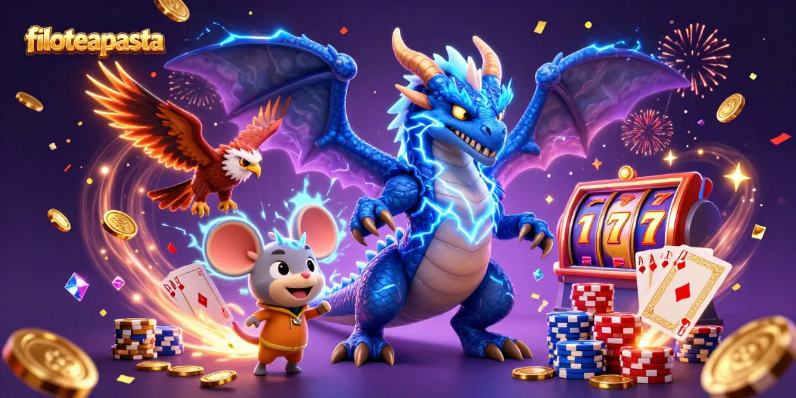 Win at filoteapasta with a dynamic scene of a thunder dragon and vibrant casino elements.