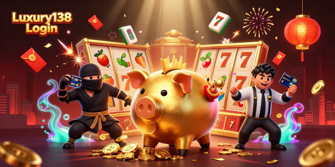 Experience Luxury138 Login with exciting casino action involving vibrant characters and gaming elements.