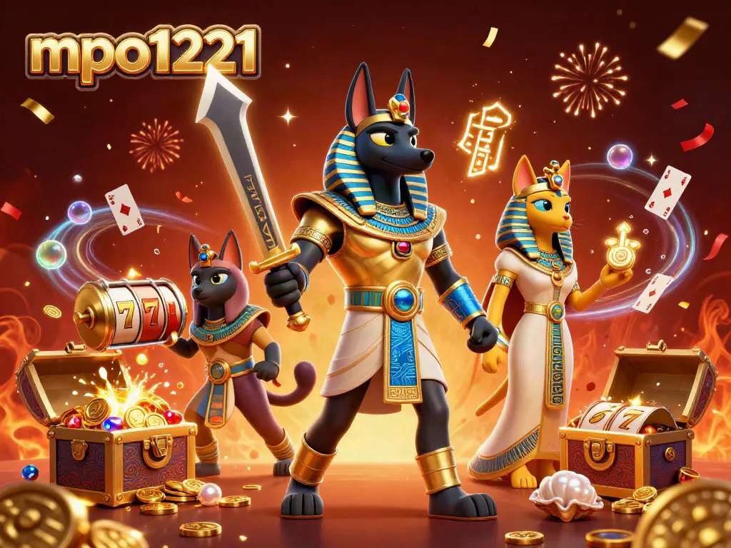 Engage in the vibrant world of mpo1221 with Anubis and Bastet amidst gaming riches.