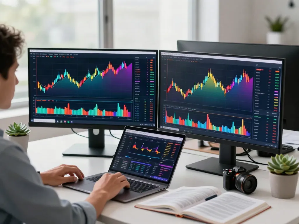 Engaged trader reviewing tradingview官网 charts in a modern office workspace