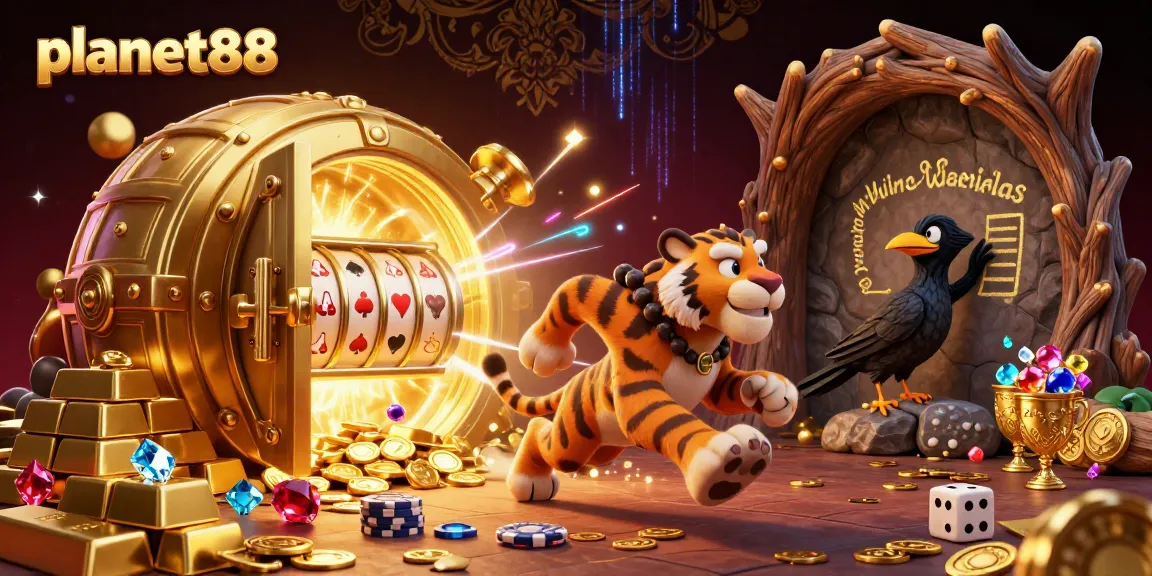 Experience thrilling gameplay at planet88 with a vibrant, high-energy casino illustration.