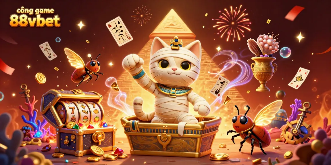 Experience the excitement of cổng game 88vbet with a vibrant 3D illustration of an Egyptian theme casino.
