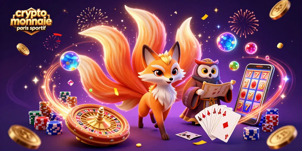 Pariez avec des crypto monnaies sur le site crypto monnaie paris sportif, illuminé par des esprits colorés et pièces dorées.