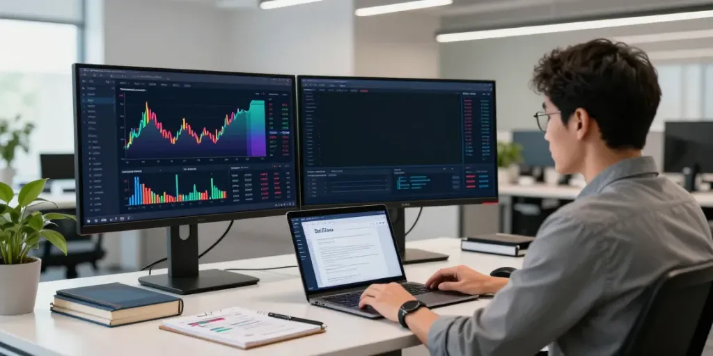 Global stock market API integration in a modern crypto trading workspace with real-time data and blockchain tools.