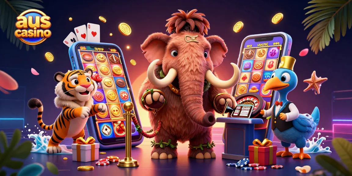 Engage with aus casino excitement featuring a woolly mammoth bouncer, saber-tooth tiger, and dodo doorman.