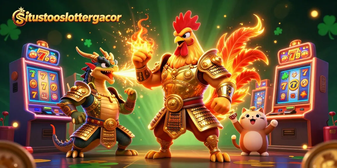 Experience winning moments at situstotoslottergacor with an exhilarating casino scene featuring vibrant slot machines and dynamic characters.