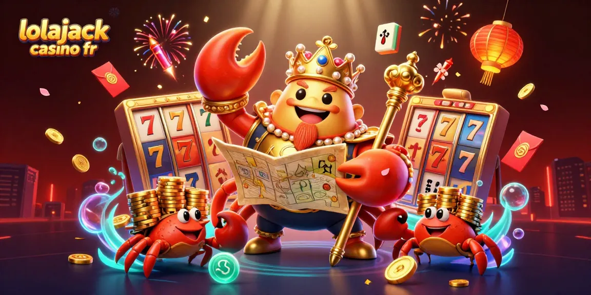 Play and win at lolajack casino fr with vibrant slot action featuring golden crab emperor and festive themed elements.