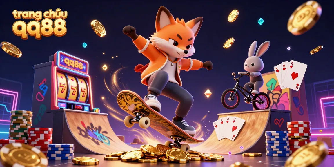 Experience thrilling wins at trang chủ qq88 with vibrant 3D casino illustration showcasing dynamic gaming elements.