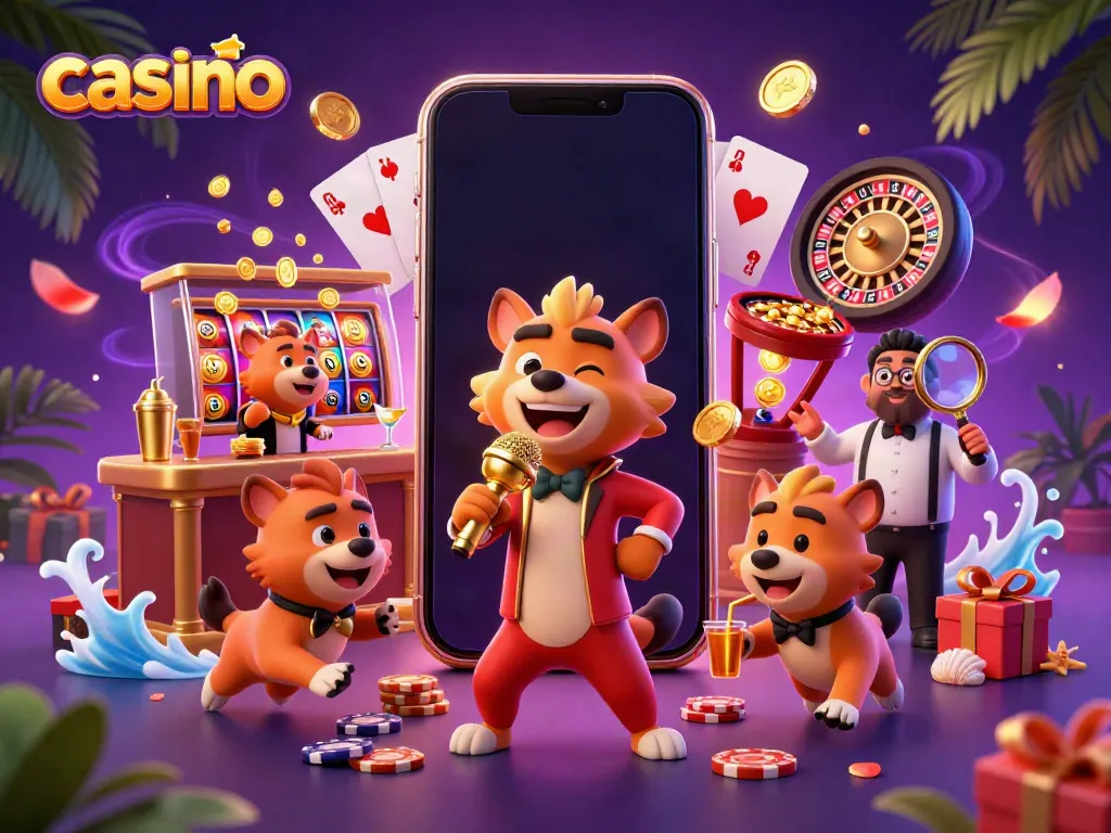 Experience the vibrant casino atmosphere with dynamic hyena characters at a comedy casino club.