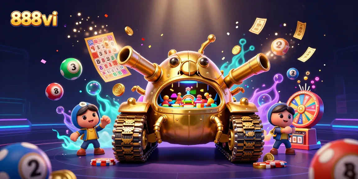 Experience the excitement of 888vi with immersive casino-themed 3D illustration packed with dynamic elements.