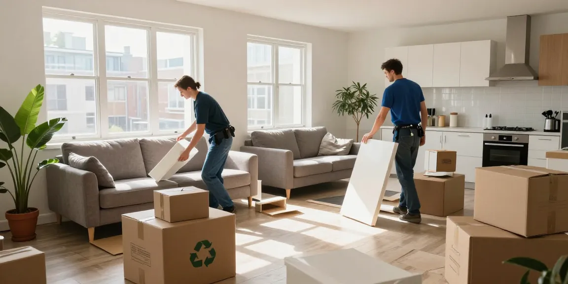 Efficient Wohnungsentrümpelung Berlin scene with team clearing furniture and items.