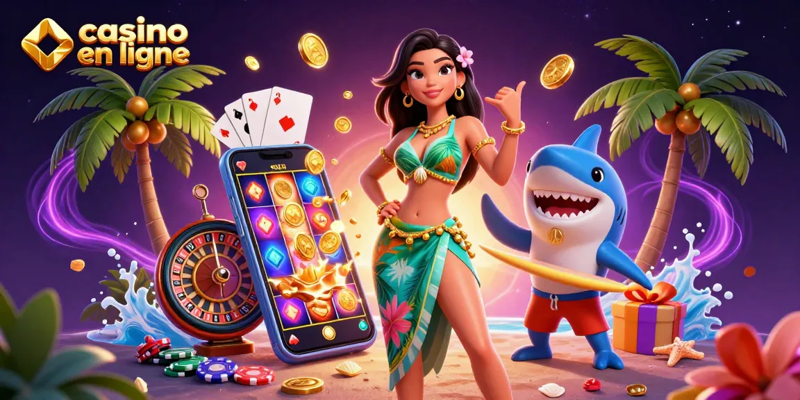Jouez au casino en ligne avec enthousiasme alors que des personnages et des jeux vibrants prennent vie dans une scène éblouissante.