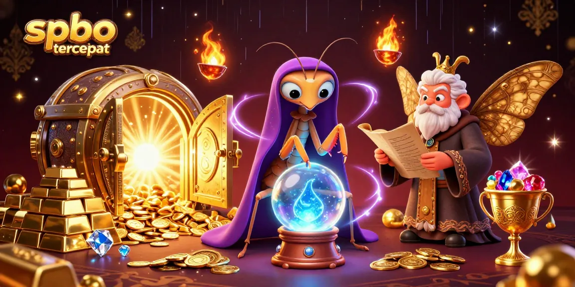 Engage with spbo tercepat in a vibrant illustration filled with fortune-telling elements and treasures.