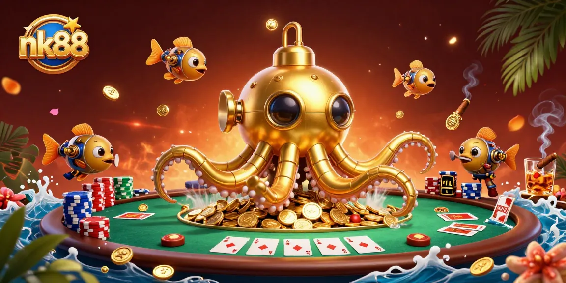 Engage with nk88's thrilling live casino experience surrounded by vibrant game elements.