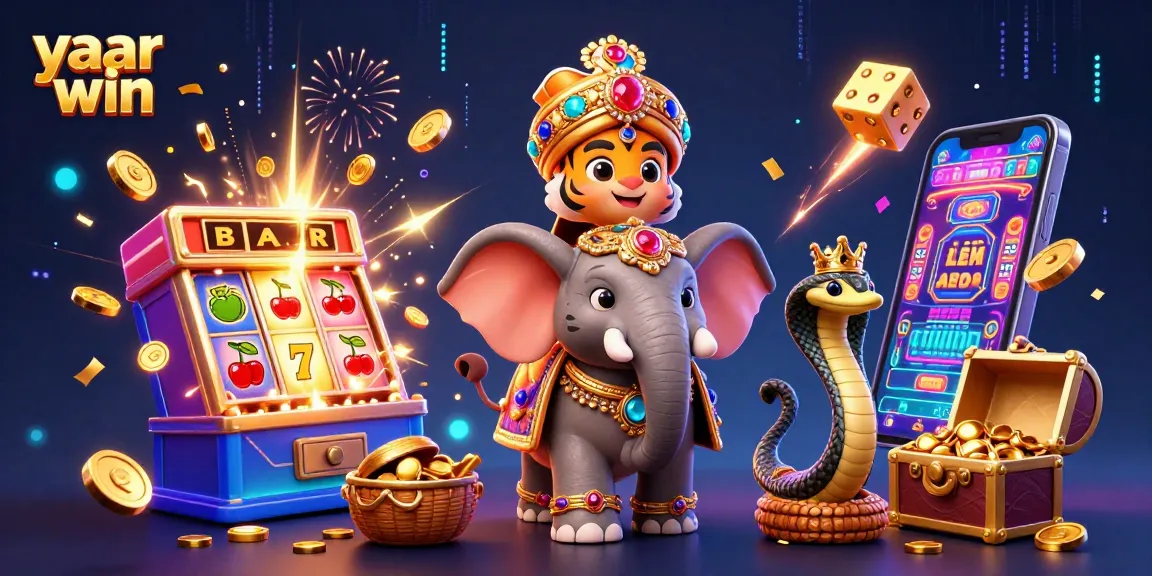 Join the excitement at yaar win with a vibrant casino scene featuring a rich jackpot explosion.