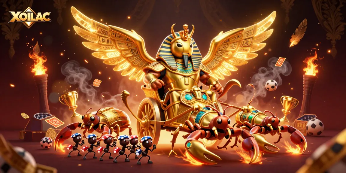 XOILAC offers thrilling sports betting experiences with vibrant illustrations of golden characters and action elements.