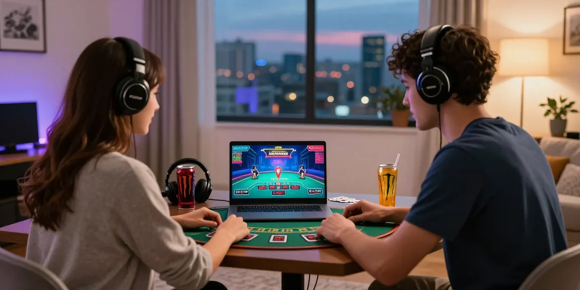 Engaging online gaming experience with 鉅城娛樂 players enjoying live blackjack in a vibrant home environment.