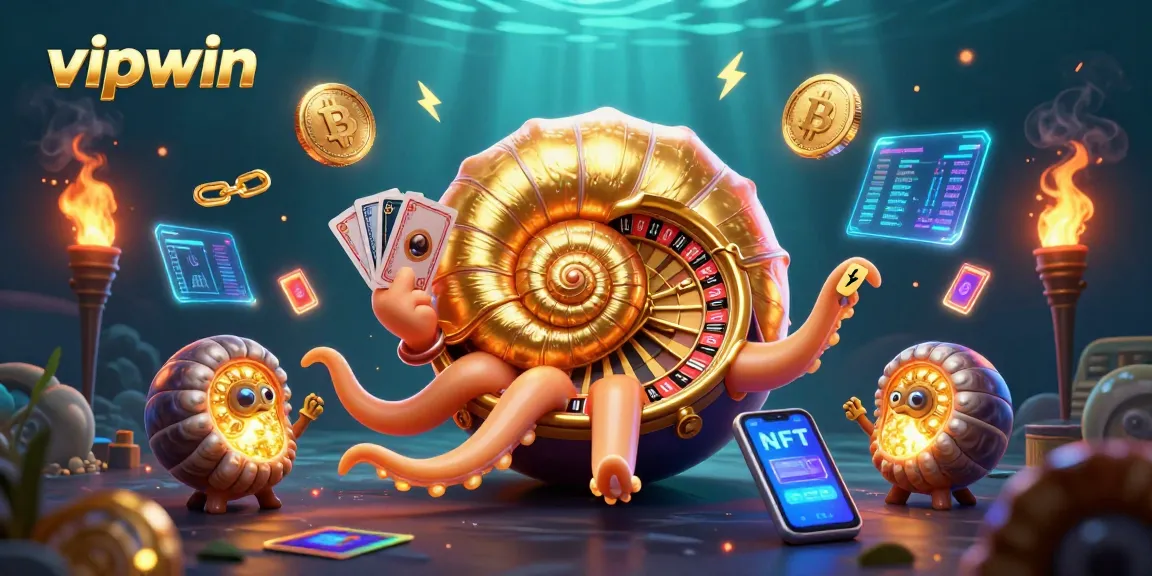 Experience thrilling gaming at vipwin with a vibrant underwater casino scene filled with crypto elements